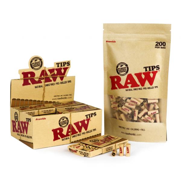 Prerolled RAW Paper Tips (Box of 20 (21 units each))